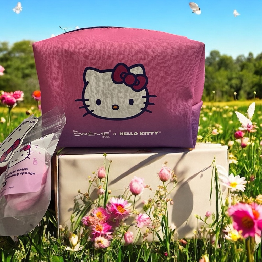 Pink and Purple Cosmetic Bags with Hello Kitty Charm